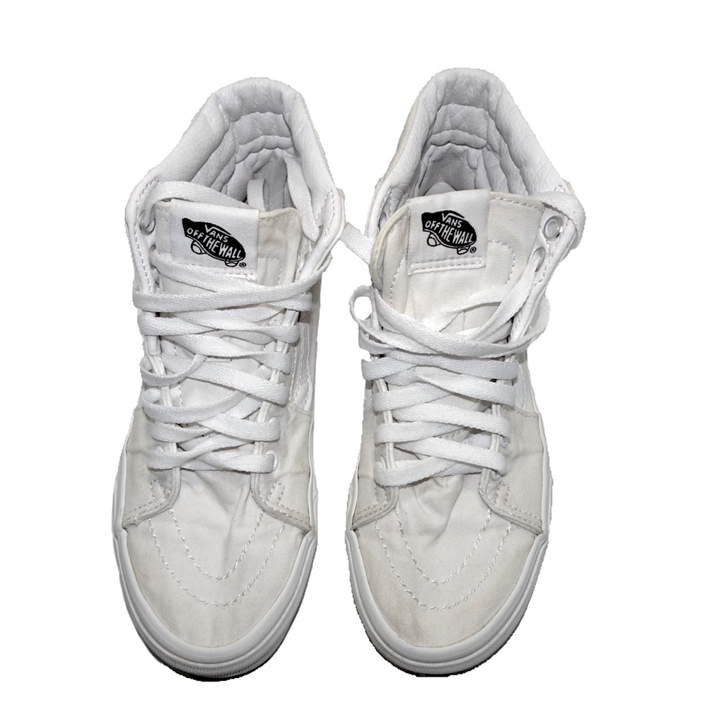 White Womens Hightop Vans sized 6.5 and Men’s 5.0